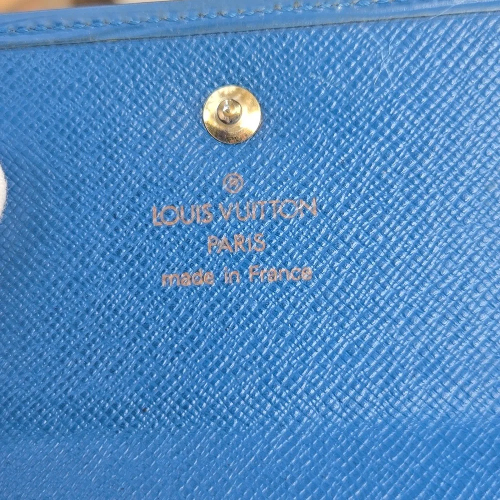Louis Vuitton Vintage Blue Epileather Elise Women's Trifold Wallet